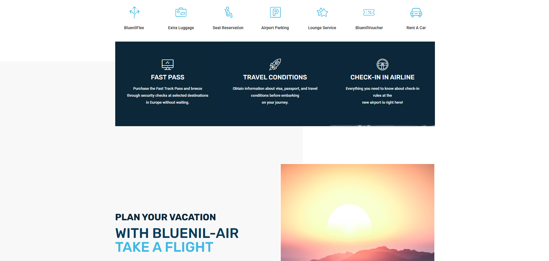 طراحی وبسایت شرکت هواپیمایی bluenil-air (1)